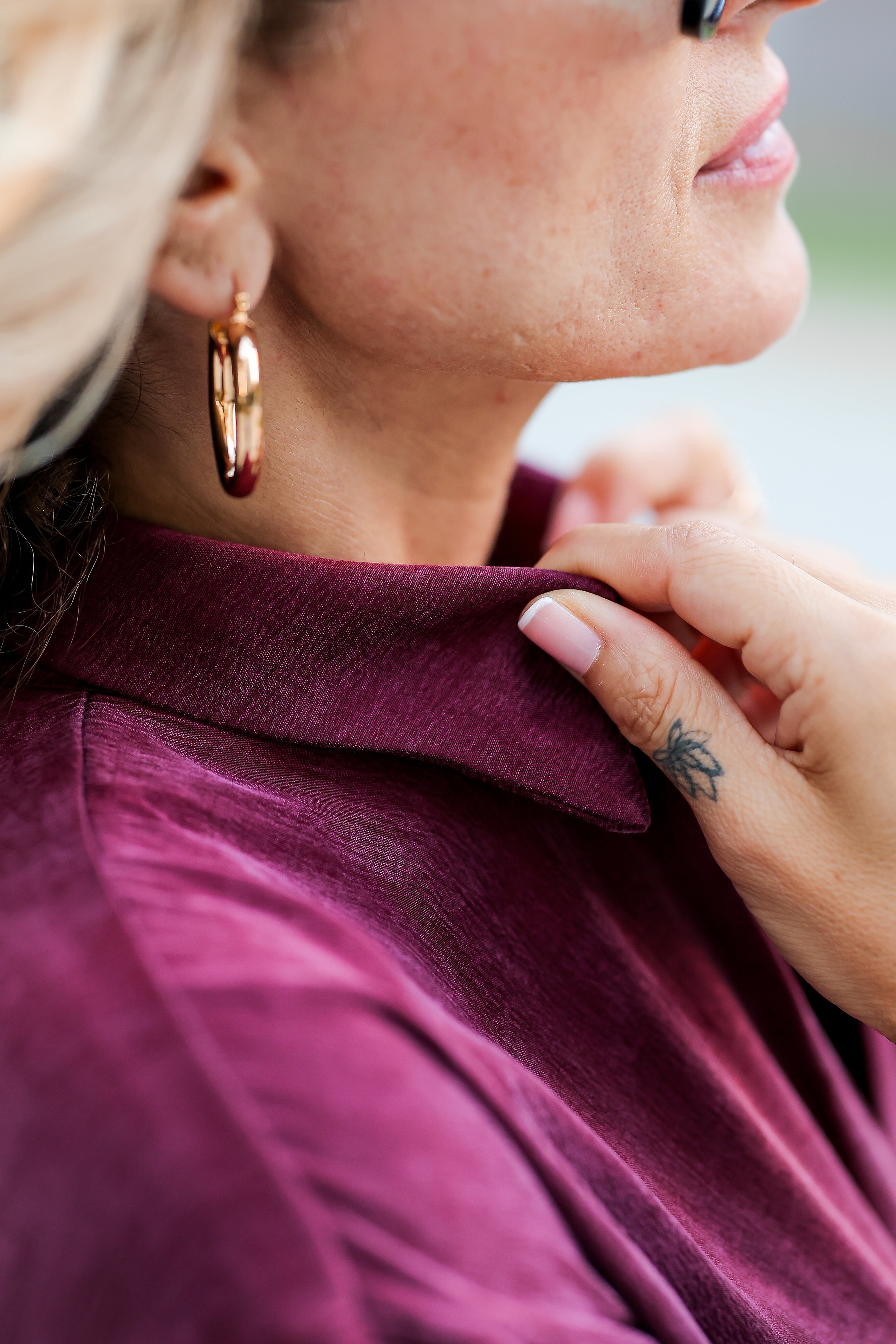 Wine-Colored Silk-Look Dress