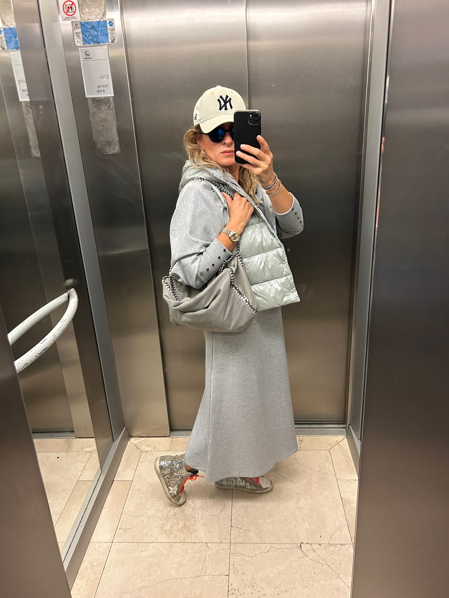 Grey Studded Jersey Blazer and Dress Set