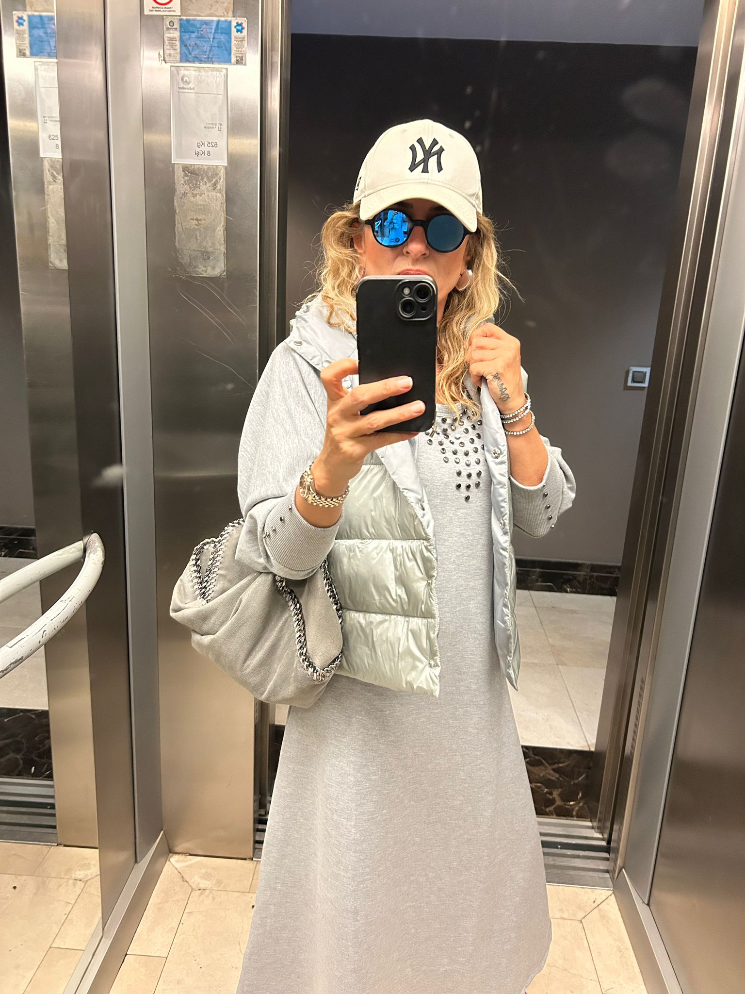 Grey Studded Jersey Blazer and Dress Set