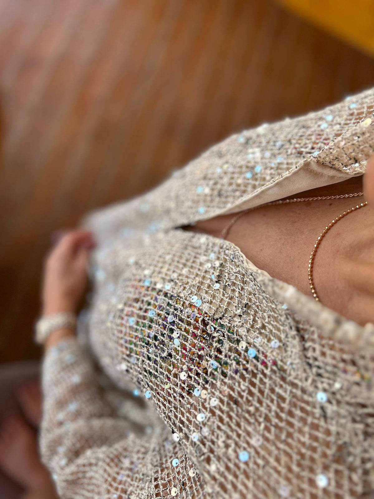 Sequin Mesh Hooded Beach Cover-Up – Shimmering Boho Kaftan