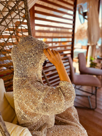 Sequin Mesh Hooded Beach Cover-Up – Shimmering Boho Kaftan