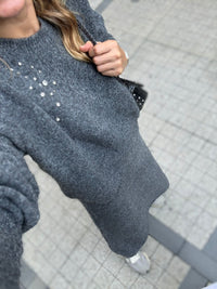 Rhinestone Gray Pullover