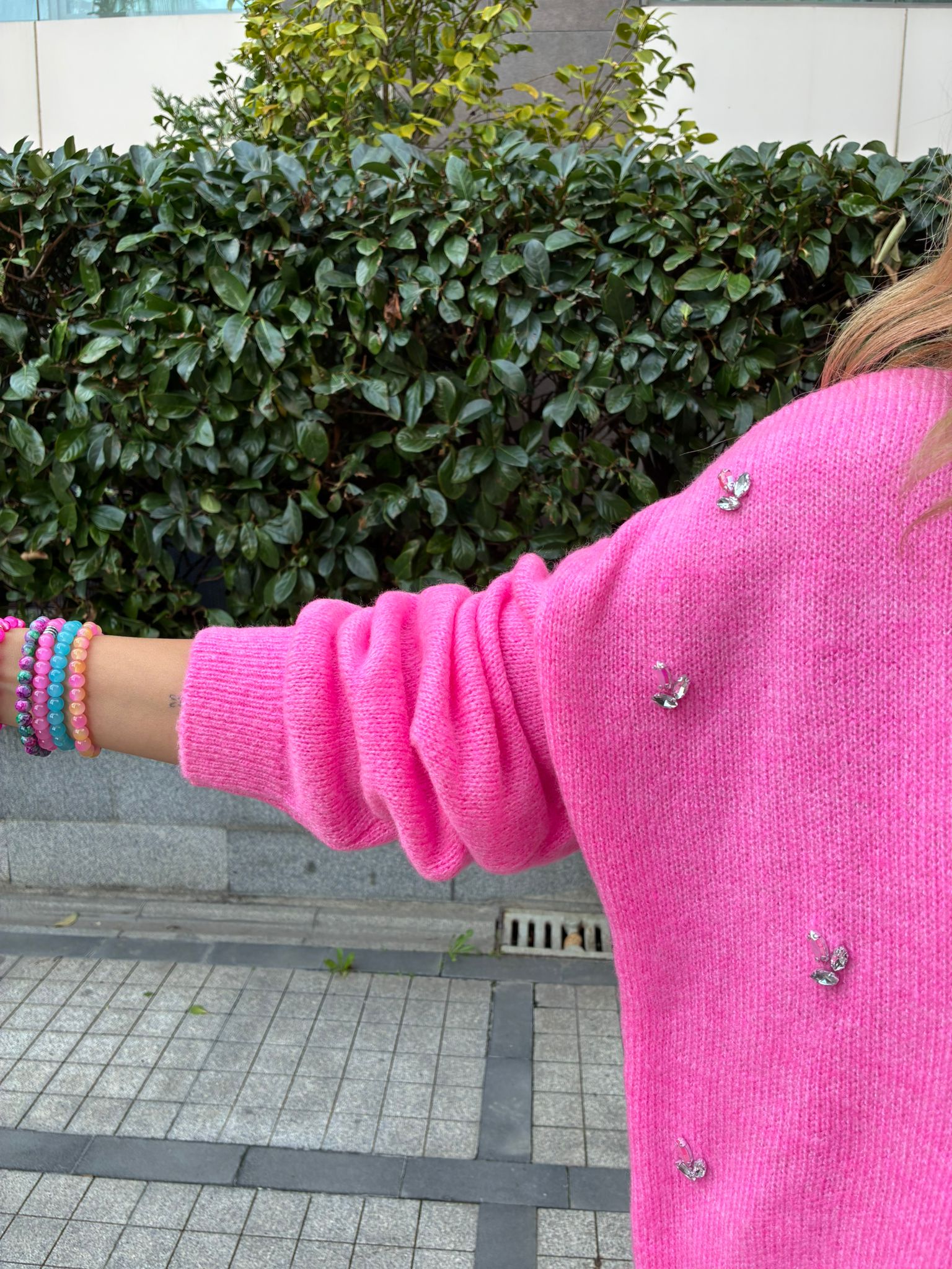 Luxury Sugar Pink Crystal Knit Pullover