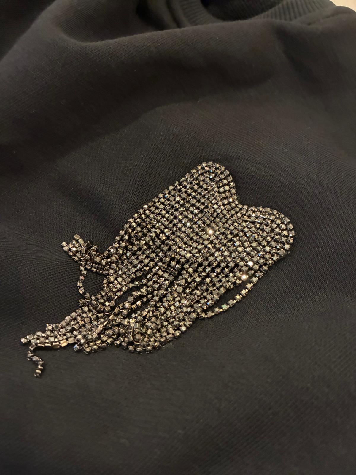 Black Studded Sweatshirt Dress – Effortless Chic with an Edge