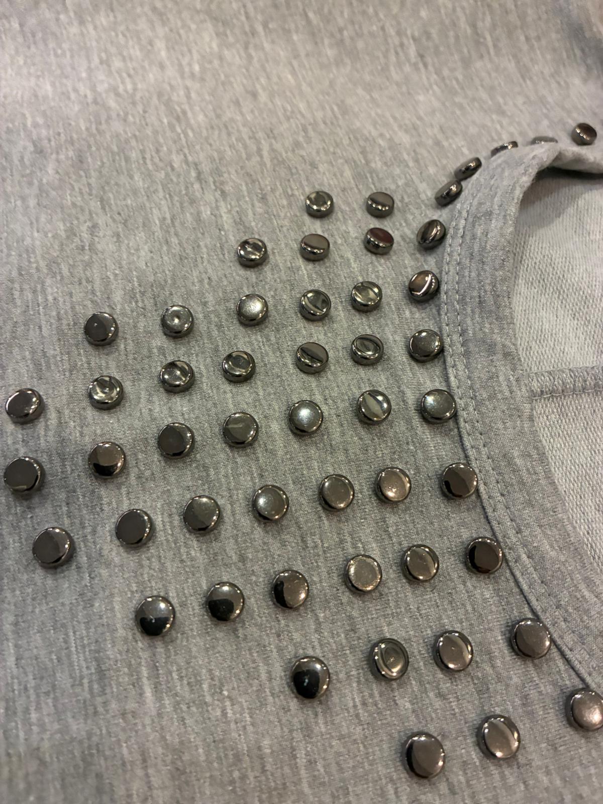 Grey Studded Jersey Blazer and Dress Set