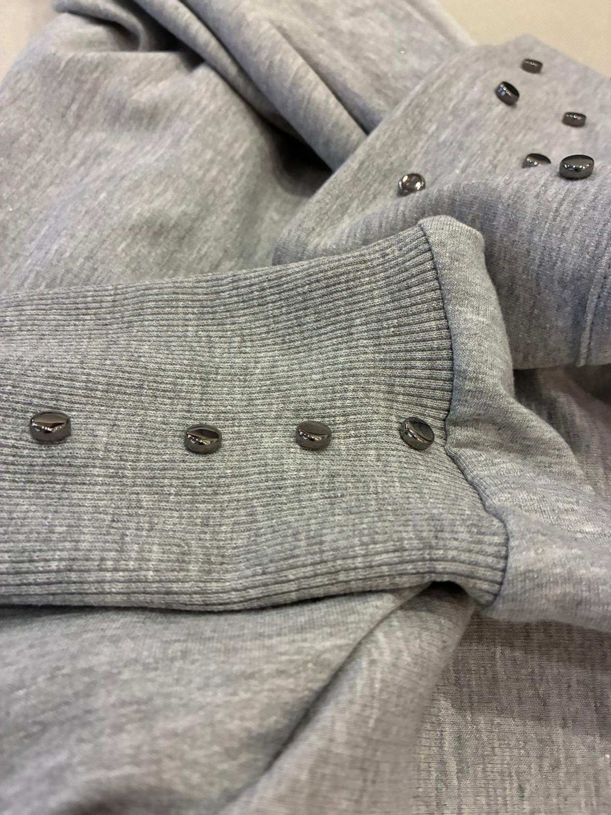 Grey Studded Jersey Blazer and Dress Set