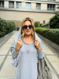 Grey Studded Jersey Blazer and Dress Set