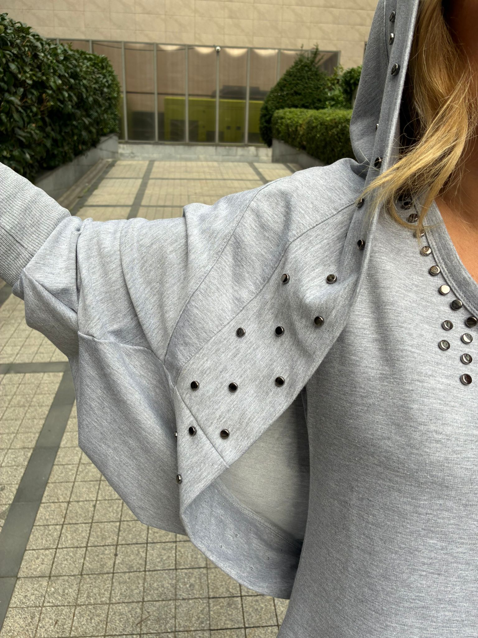 Grey Studded Jersey Blazer and Dress Set