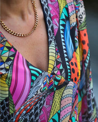 Vibrant Boho Breeze Midi Dress – Colorful Flowing Elegance