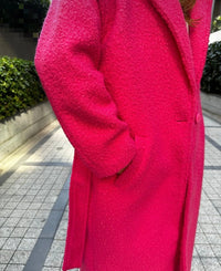 Vibrant Pink Textured Belted Coat – Cozy, Chic & Statement Style