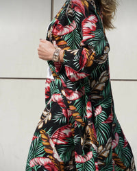 Tropical Power Suit – Bold Leaf Print Blazer & Wide-Leg Pant Set
