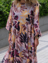 Floral Dream Maxi Dress – Soft Flowing Elegance in Mauve & Yellow