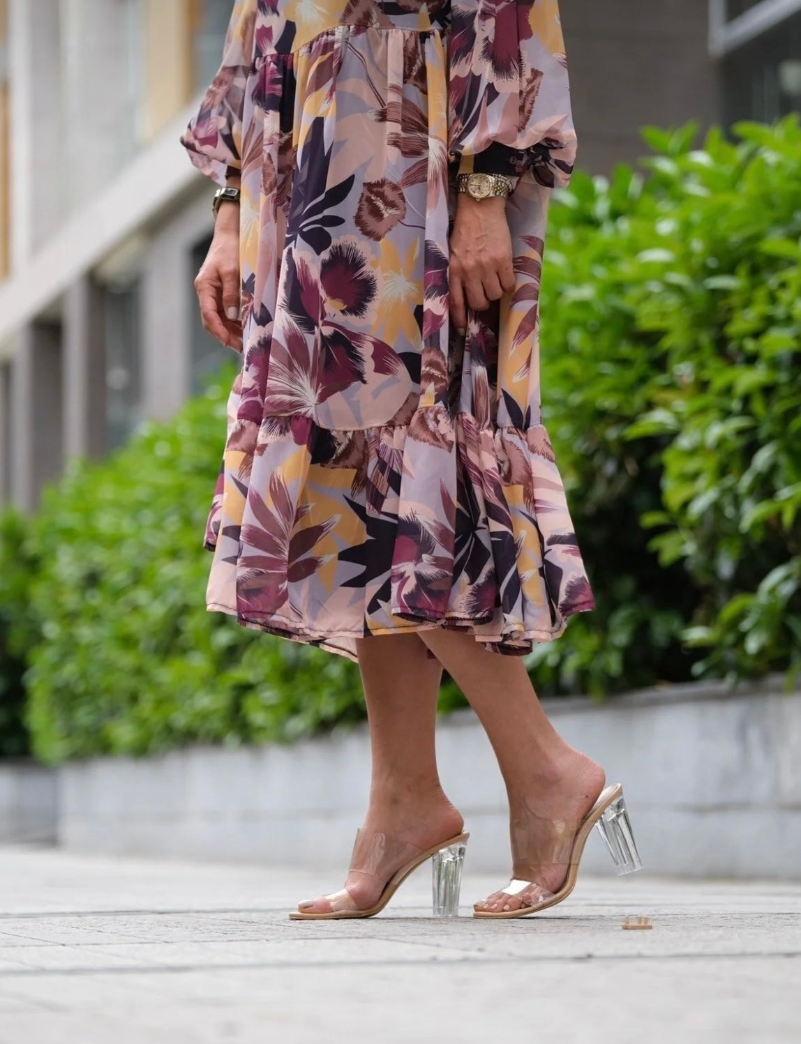 Floral Dream Maxi Dress – Soft Flowing Elegance in Mauve & Yellow