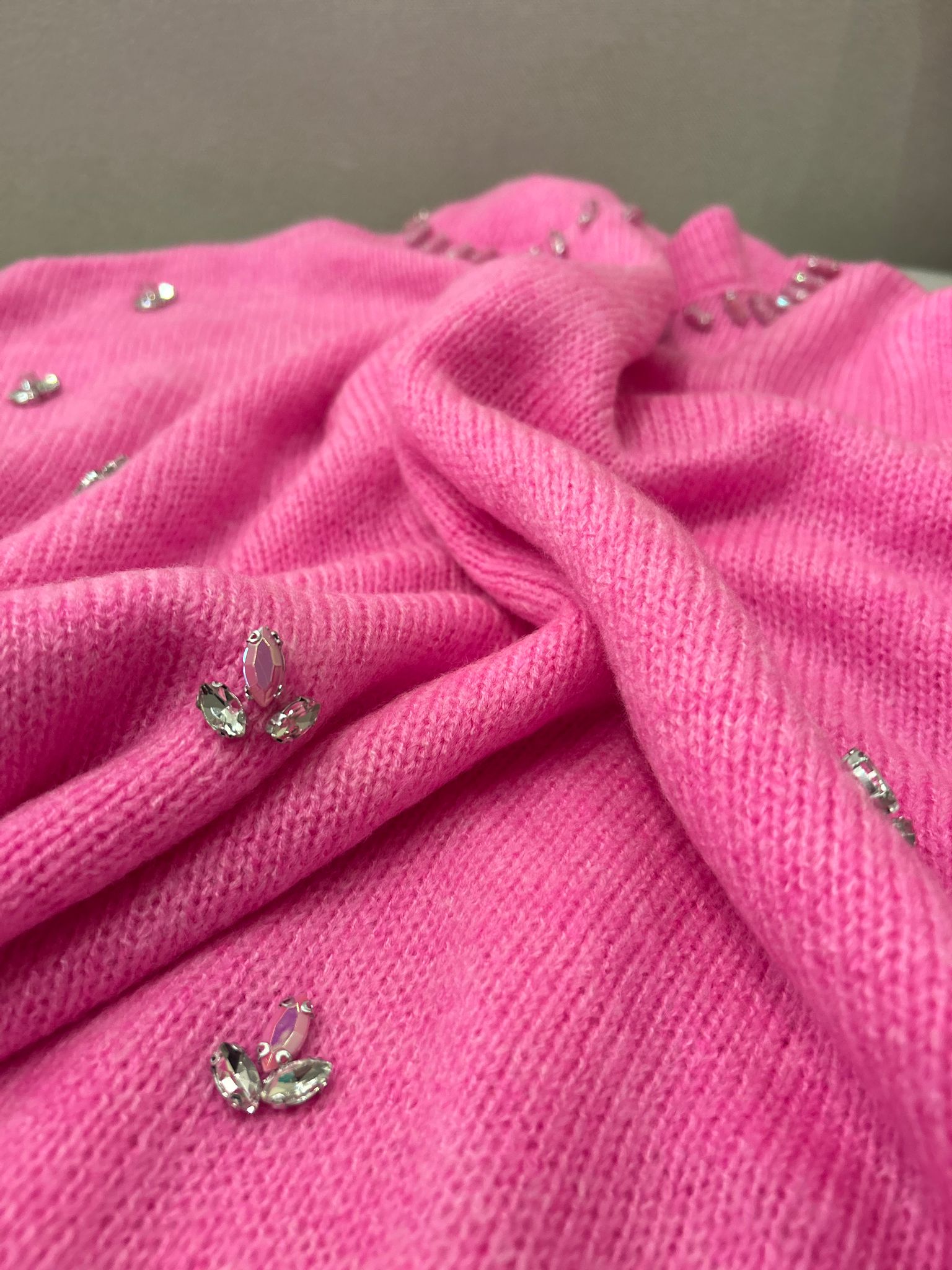 Luxury Sugar Pink Crystal Knit Pullover