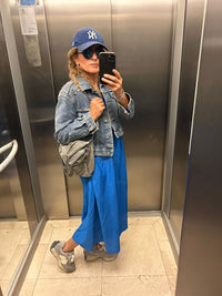 Parliament Blue Loose-Fit Dress with Swarovski Crystal Details