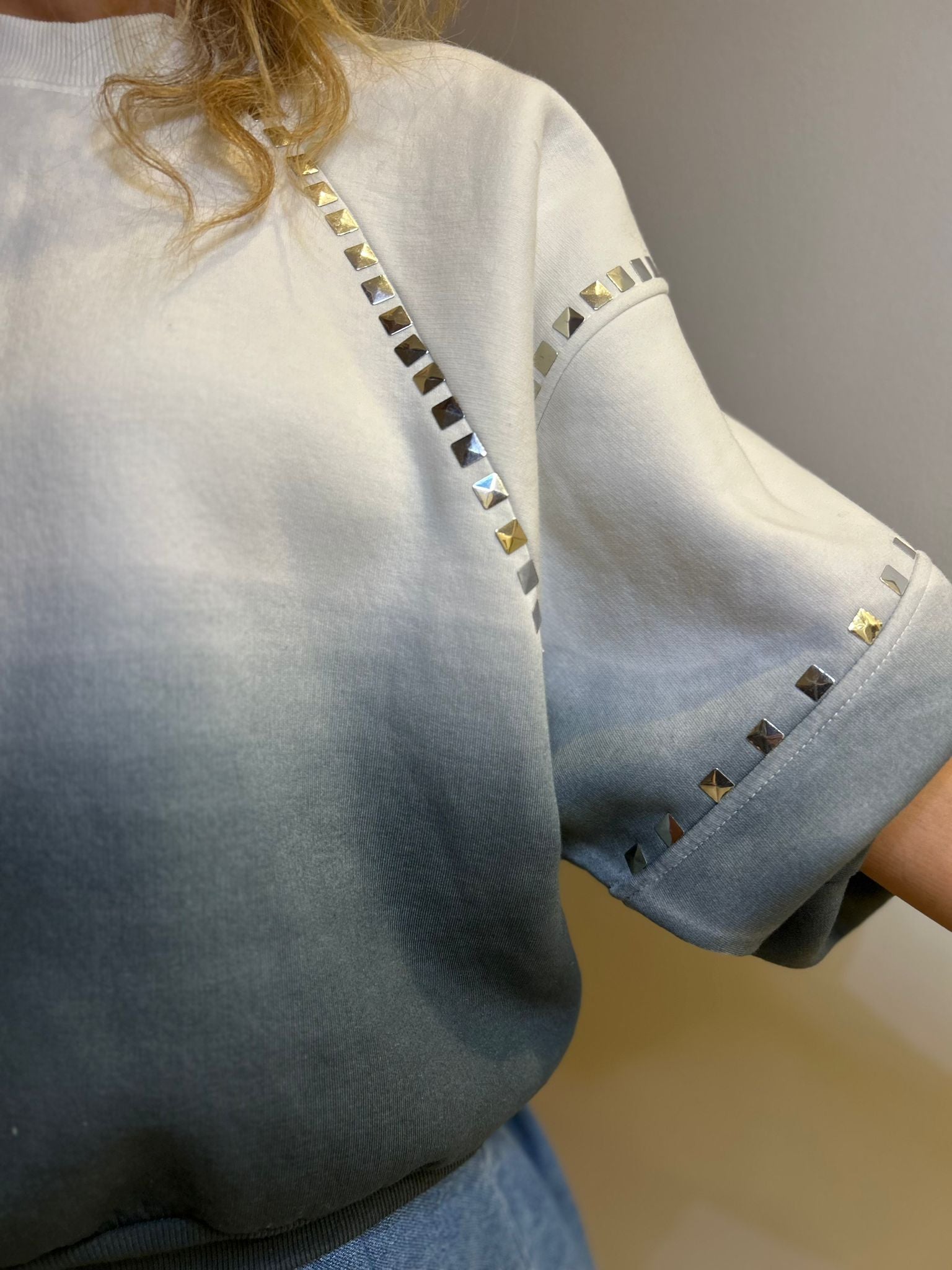 Luxury Ombre Sweatshirt with Stud Embellishments