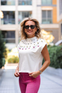 Rhinestone-Embellished Top