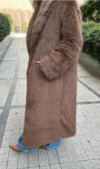 Luxurious Mocha Faux Fur Coat – Elegant, Warm & Effortlessly Chic