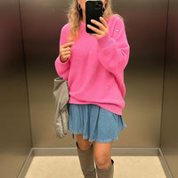 Luxury Sugar Pink Crystal Knit Pullover