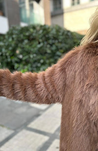 Luxurious Mocha Faux Fur Coat – Elegant, Warm & Effortlessly Chic