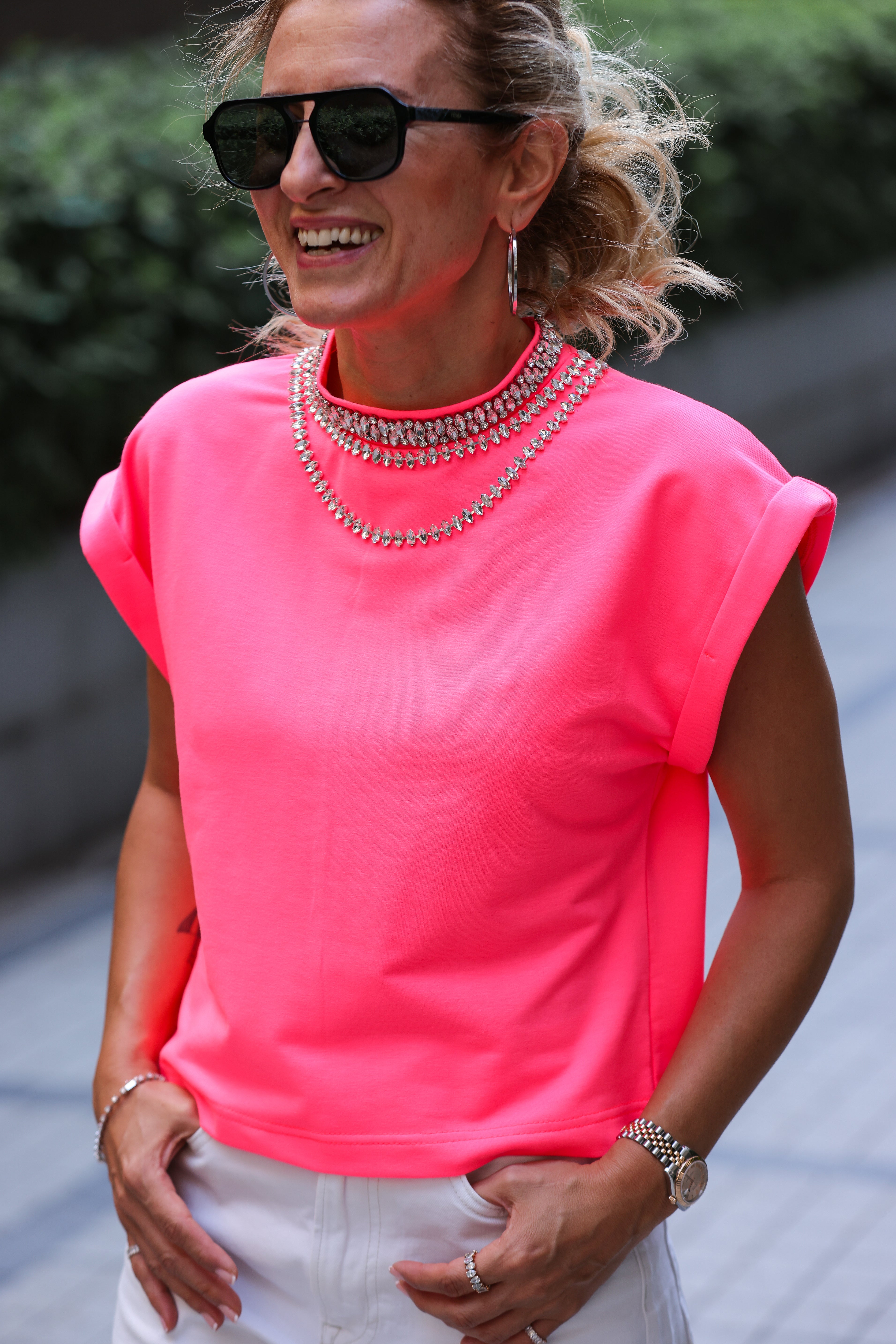 Rhinestone-Embellished Pink Top