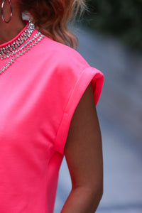 Rhinestone-Embellished Pink Top
