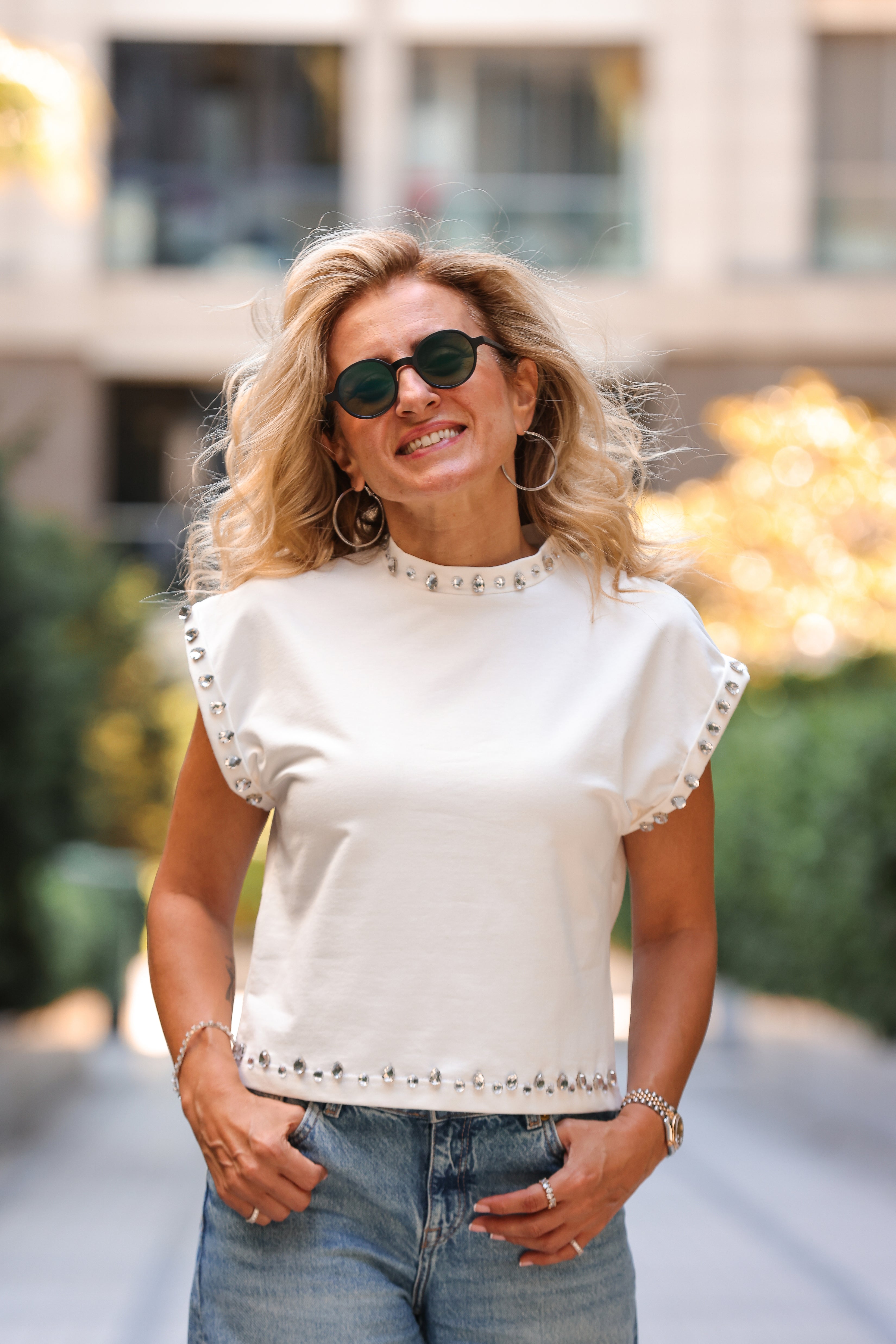 Rhinestone-Embellished Top