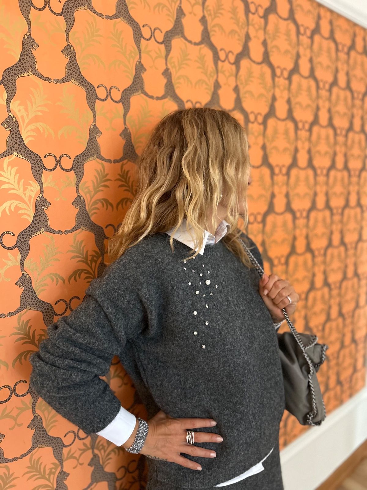 Rhinestone Gray Pullover