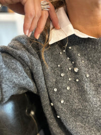 Rhinestone Gray Pullover